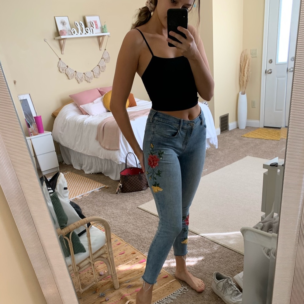 Pacsun Embroidered Floral Fun & Trendy Jeans